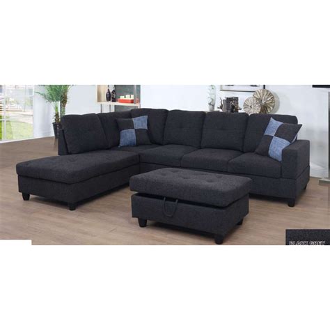 Ult Dark Gray Linen Sectional Sofa Left Facing Chaise 745d X 1035