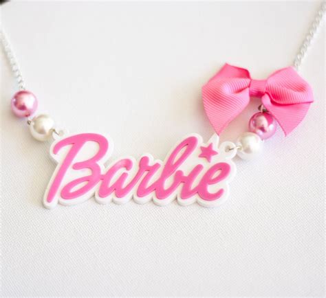 Barbie Jewelry Pink And White Barbie Child Necklace By