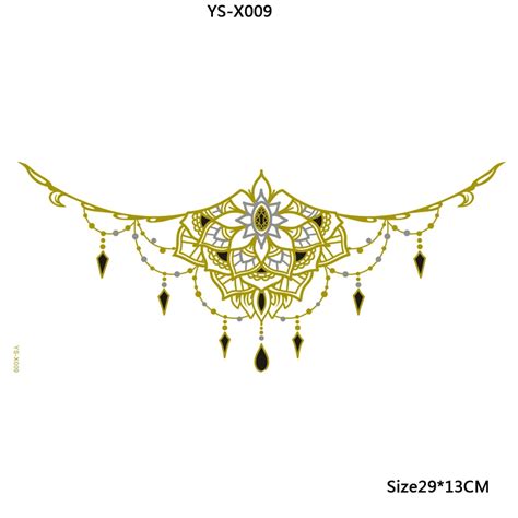 Ys X009 Beautiful Design Waterproof Under Breast Tattoo Ornamental
