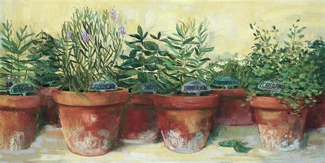 Potted Herbs I Painting By Carol Rowan Fine Art America