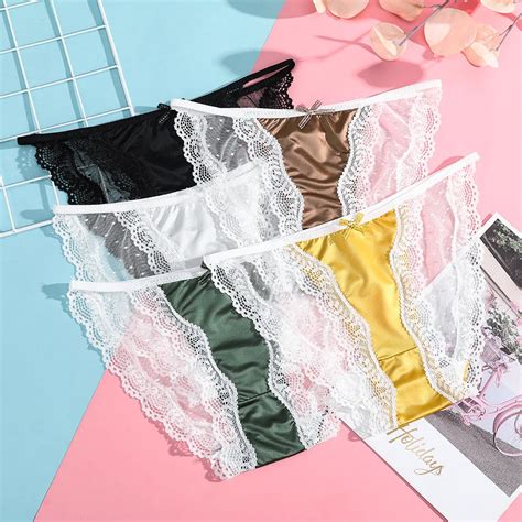 Buy Sexy Lace Ladies Panties Fashion Polka Dot Printed Ice Silk Briefs At Affordable Prices