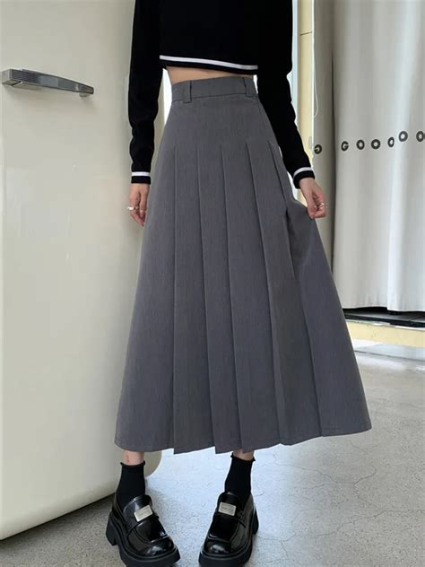 TIGENA Elegant Solid Long Suit Skirt For Women 2023 Autumn Korean