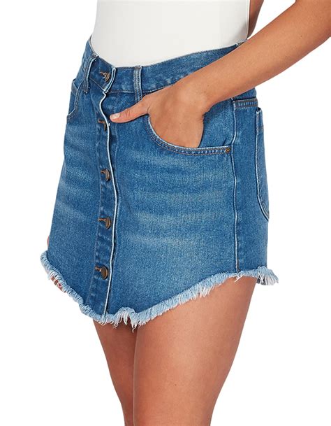 billabong salty water denim skirt blue tide surfstitch