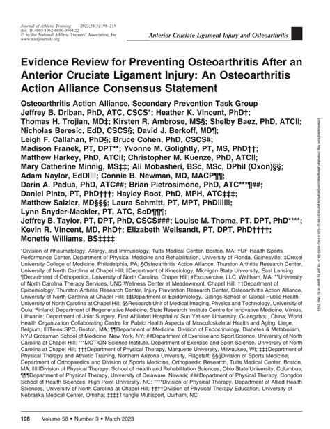Pdf Evidence Review For Preventing Osteoarthritis After An Anterior