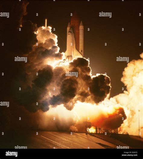 Rocket Launches Space Shuttle Challenger 83083 First Nighttime