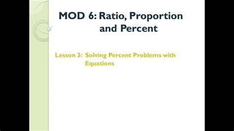 Solving Percent Problems With Equations Youtube