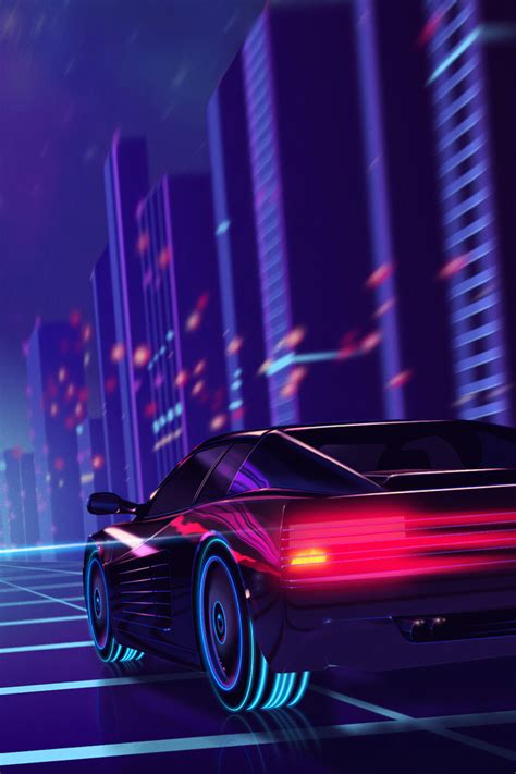 640x960 Cyber Car Neon City Iphone 4 Iphone 4s Hd 4k Wallpapers