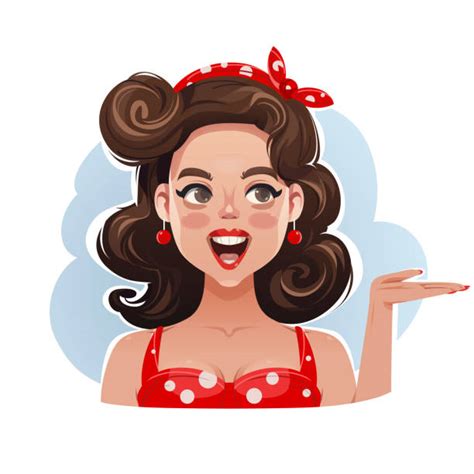 Drawing Of The Brunette Pin Up Girls Illustrations Royalty Free Vector