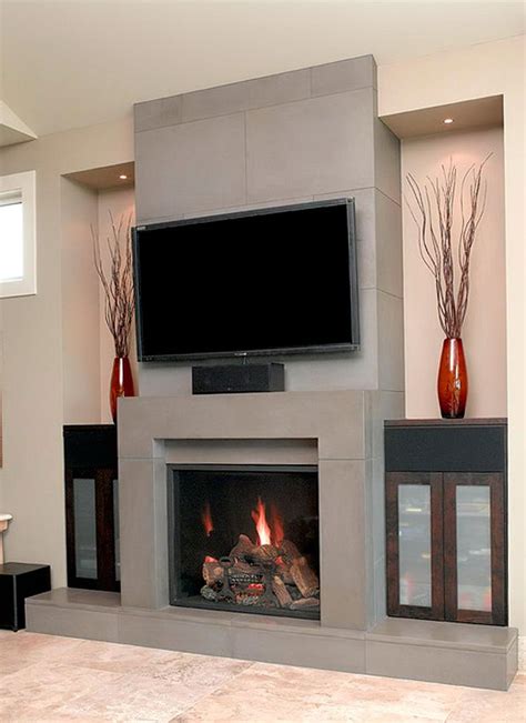 Contemporary Fireplace Designs With Tv Above Home Design Ideas