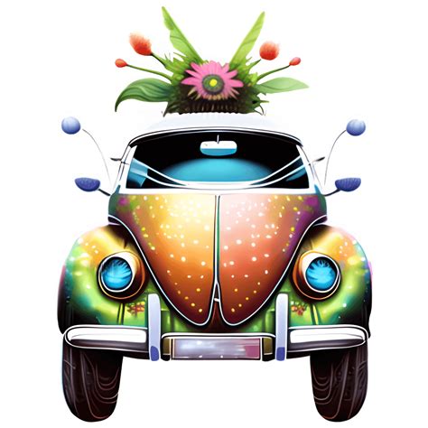 Hippy Beetle Volkswagen Digital Graphic · Creative Fabrica