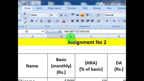 Ms Excel Assignment No 002 Salary Sheet In Ms Excel Youtube