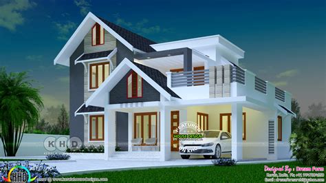 1970 Sq Ft 4 Bedroom Mix Roof Kerala Home Kerala Home Design And