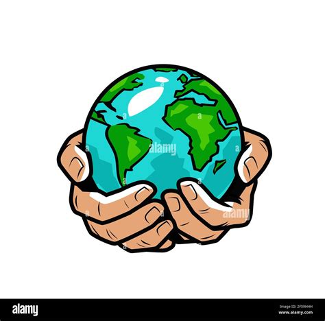 Hands Holding Earth Globe Nature Ecology Concept Vector Illustration