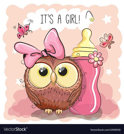 Cute Cartoon Owl Girl Vector Image On Vectorstock In 2020 Owl Cartoon