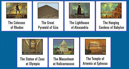 The seven wonders of the world (or the seven wonders of the ancient world) is a well known list of seven remarkable constructions of classical antiquity. The Seven Ancient Wonders Of The World