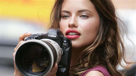 Blue Eyes Camera Juicy Lips Women Brunette Model Adriana Lima Face Hd Wallpaper Rare