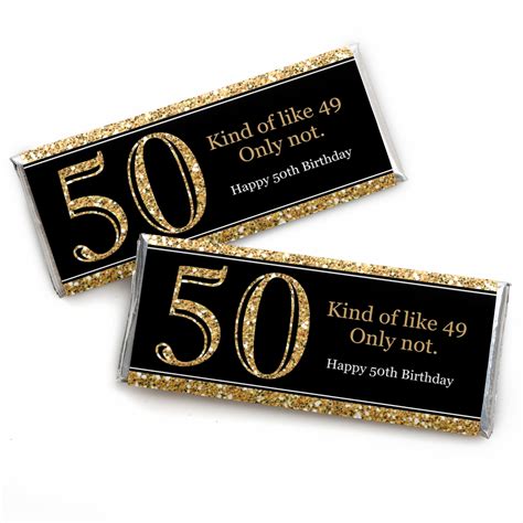 Adult 50th Birthday Gold Candy Bar Wrappers Birthday Party Favors