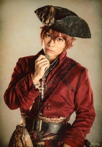 official photo male actor ren ozawa ikki upper body costume red right hand jaw left