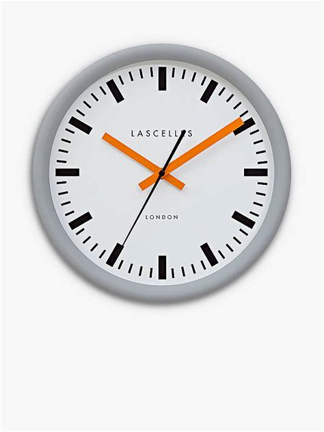 Lascelles Swiss Station Silent Sweep Wall Clock 30cm Greyorange