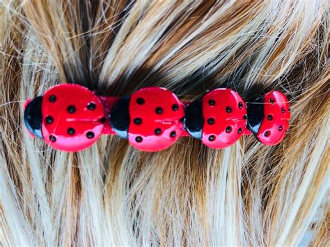 Ladybug Barrette Ladybug Hair Clip Ladybug Button Barrette Etsy