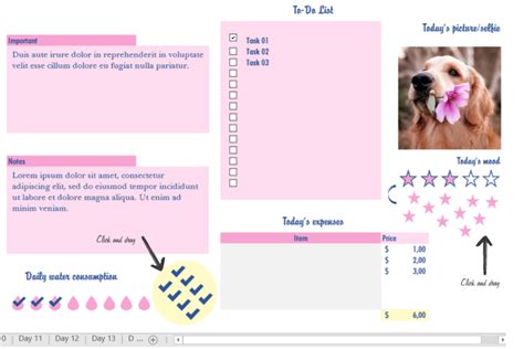 Digital Daily Diary Excel Template Excel Spreadsheets Crella