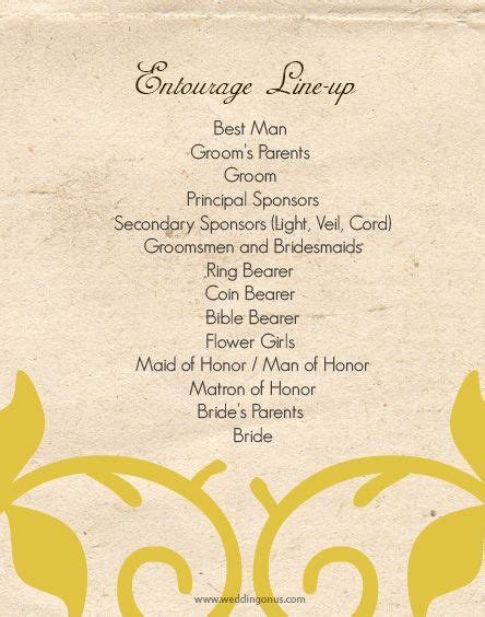 You can rest easy without free wedding invitations design that will help you get your work done quickly. Entourage Lineup | Wedding entourage, Wedding motifs, Eco ...