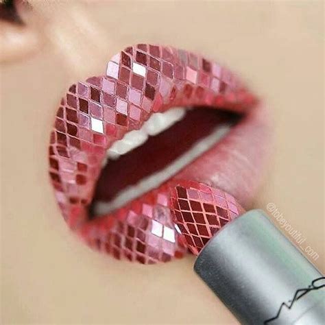 Rose Gold Sequence Lips Lip Art Makeup Lipstick Art Lipstick Colors