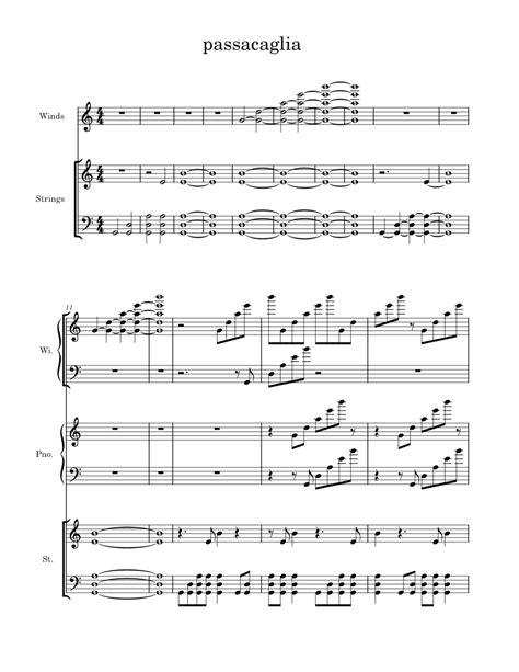 Passacaglia Sheet Music For Piano Soprano Strings Group Woodwinds