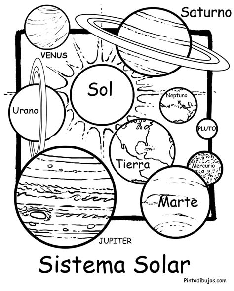 Pinto Dibujos Dibujo De Sistema Solar Para Colorear