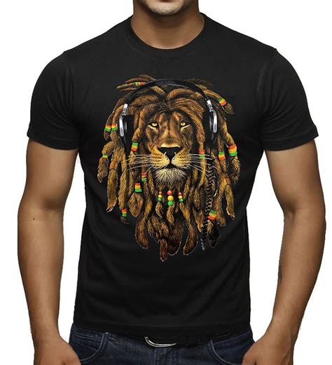 Dreadlock Rasta Lion Headphones T Shirt 5252 Seknovelty
