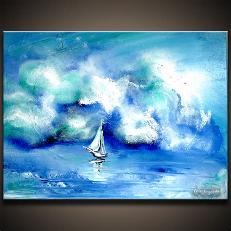 Urartstudiocom Racing Clouds Original Seascape Abstract Art Painting