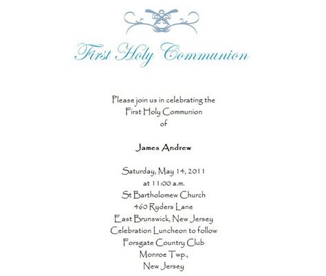 First Communion Invitations 3 Wording Free Geographics Word Templates