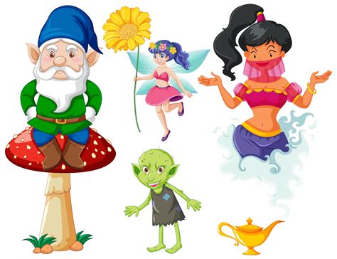 Set Of Fairy Tale Fantasy Cartoon Character On White Background 1500690