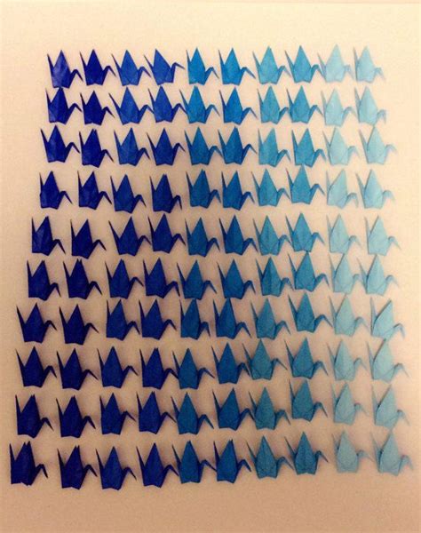 100 Small Origami Cranes 3inch 75cm Blue Origami Paper 5 Shades Of