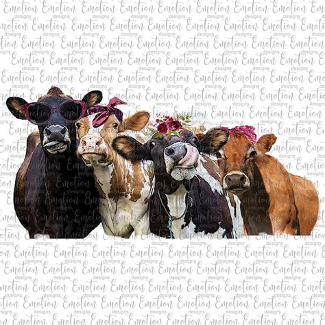 Group Of 4 Cows Clipart Instant Download Sublimation Etsy