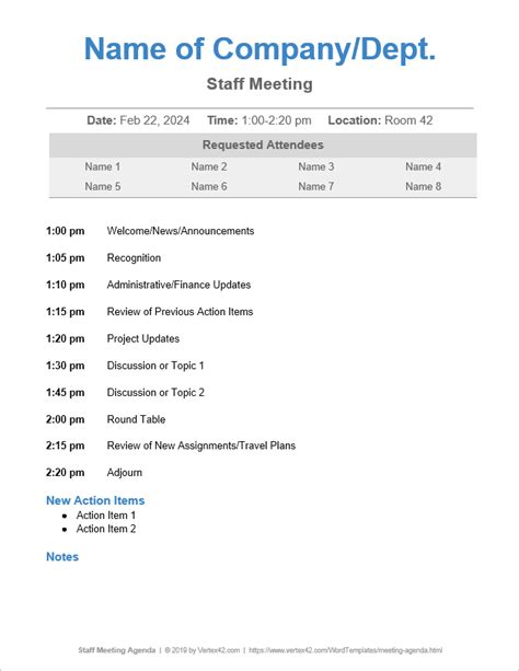 Meeting Agenda Templates 14 Free Printable PDF Excel Word Formats