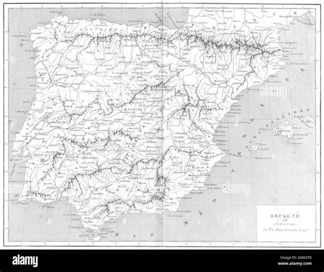 Spain Espagnespainet Portugal 1879 Antique Map Stock Photo Alamy