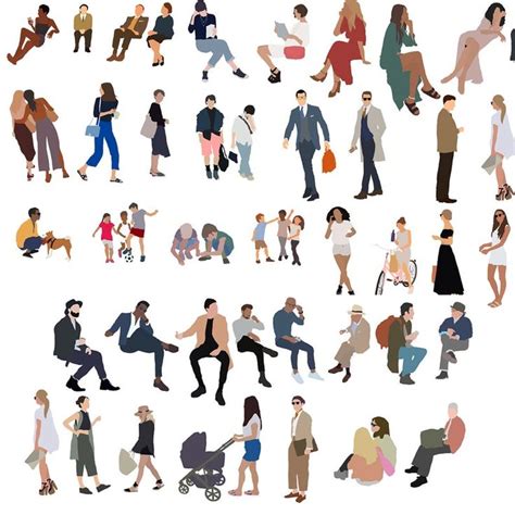 Flat Vector Cutout People 52 Pieces Etsy Silhouette People People