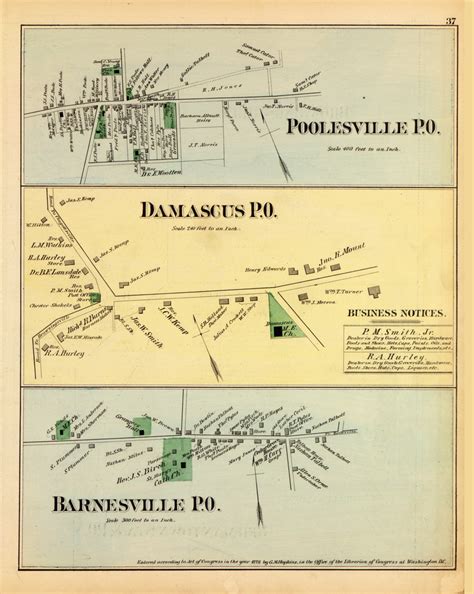 Poolesville Damascus And Barnesville Villages Maryland 1879 Old Map