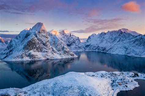 Norway Lofoten Mountains Winter Bay Snow Hd Nature 4k Wallpapers