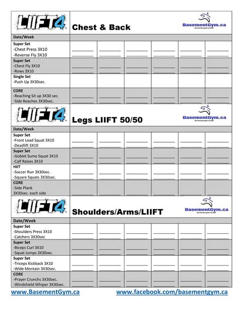 B4 Liift4 Worksheet Workout Sheets Workout Template Beachbody Workouts