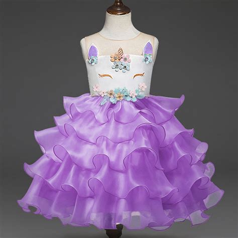꽃 Girls 유니콘 투투 Dress Pastel Rainbow Princess Girls Birthday Party Dress