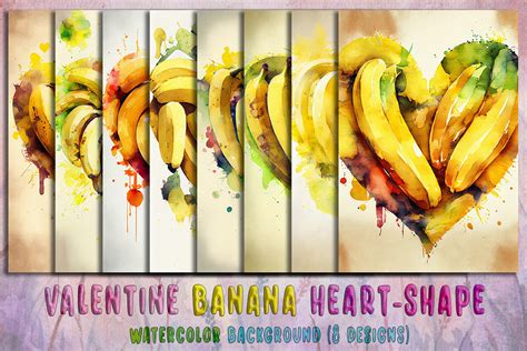 Valentine Bananas Heart Shape Background Graphic By Meowbackgrounds