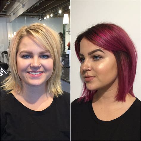 Before And After Hair Color Transformation Blonde To Pink Hair Pink