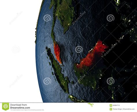 Sunset Over Malaysia From Space Stock Illustration Illustration Of