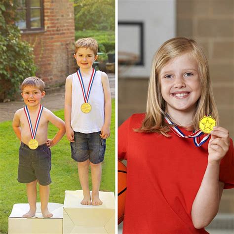 Gold Winner Medals 12 Pieces Kids Childrens Plastic Winner Award