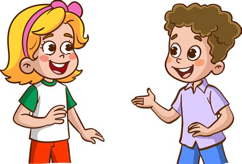 Happy Cute Kids Boy And Girl Talking Each Othercartoon Vector 23626921