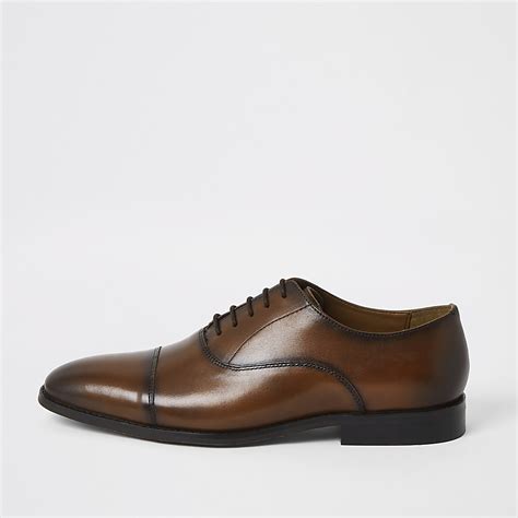 Brown Leather Lace Up Oxford Brogues River Island
