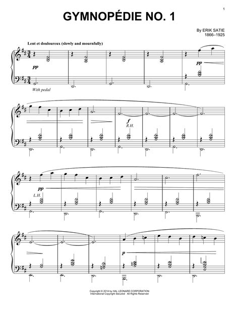 Gymnopedie No 1 Sheet Music By Erik Satie Piano 155565