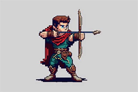 Premium Ai Image Pixel Art Archer Character For Rpg Game Character In